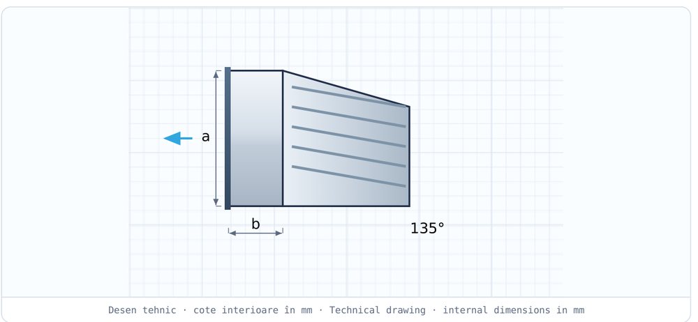 Priză de aer antiploaie 135°