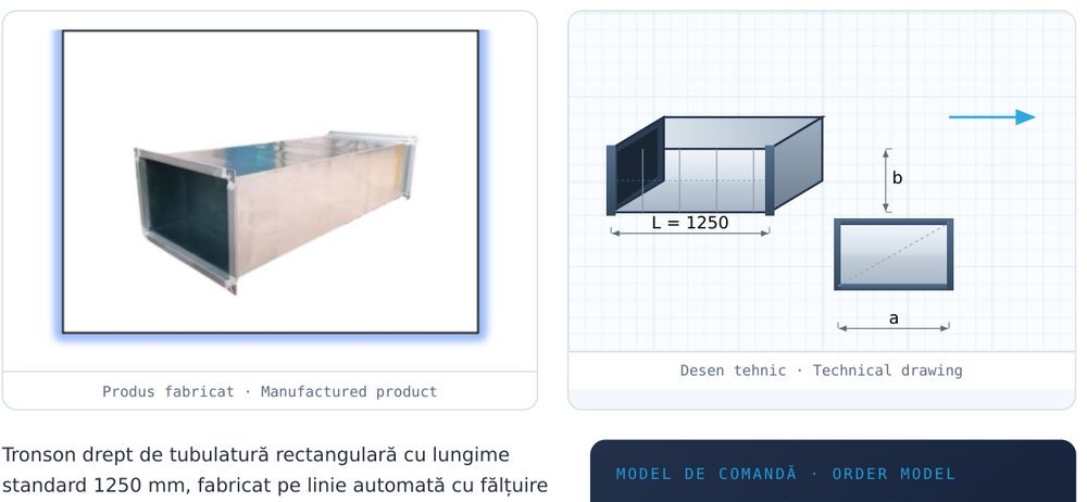 Tub rectangular drept